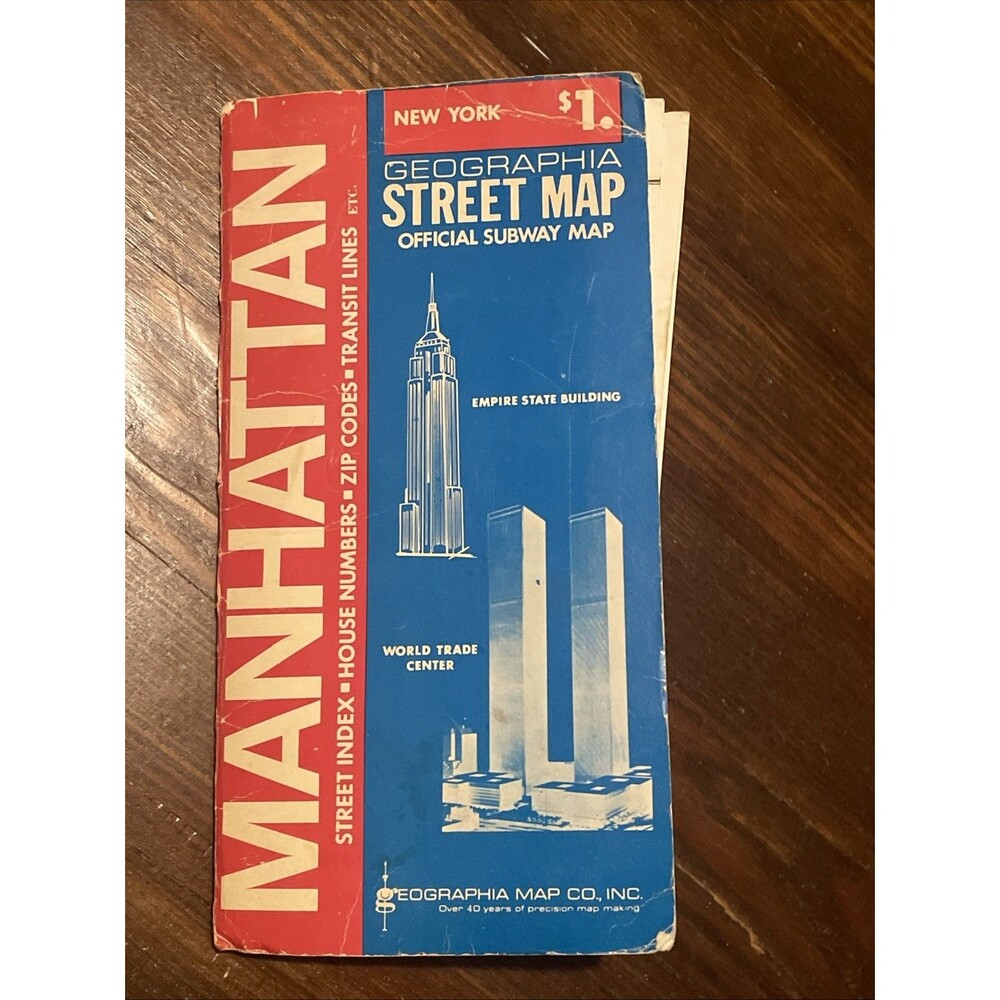 Geographia Street Map New York City Manhattan Bronx Vtg WTC Empire State 1978